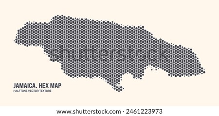 Jamaica Map Vector Hexagonal Halftone Pattern Isolate On Light Background. Hex Texture in the Form of a Map of Jamaica. Modern Technological Contour Map of Jamaica for Design or Business Projects