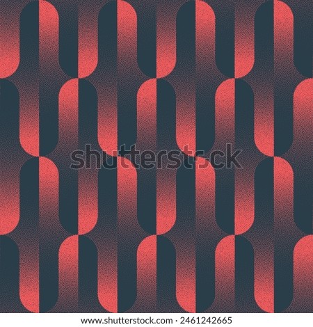 Fashionable Fancy Seamless Pattern Trend Vector Red Black Abstract Background. Old Fashioned Halftone Art Illustration for Textile Print. Endless Dotwork Graphical Abstraction Eccentric Wallpaper