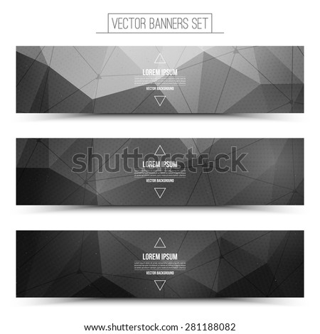 Abstract 3d vector digital technology web banners set. Internet technology vector background. Business abstract vector. Design vector elements 