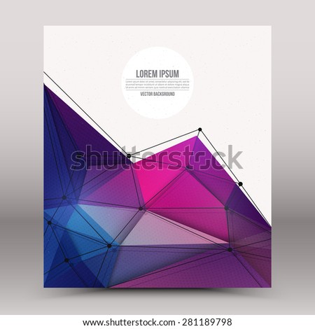Abstract 3d vector technology colorful shape with wireframe structure background. Digital business abstract vector background. Flayer, brochure, card vector design. Science abstract vector background