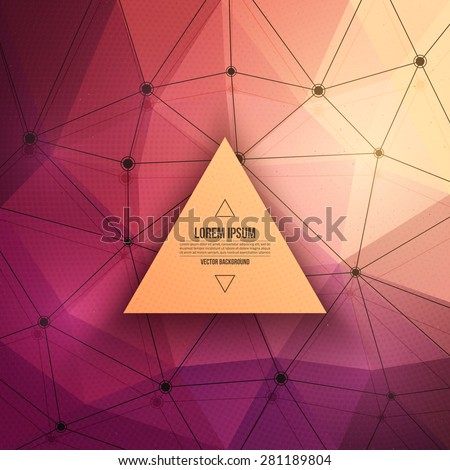 Abstract 3d vector technology background with triangle and wireframe structure. Vector digital background for web, applications, business. Abstract vector wallpaper. Science abstract vector background