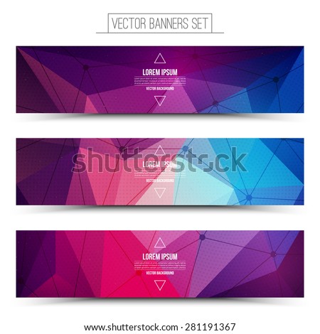 Abstract 3d vector digital technology web banners set. Internet technology vector background. Business abstract vector. Design vector elements 