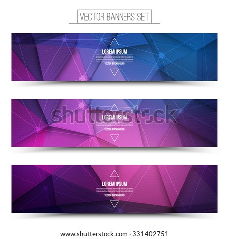 Abstract 3d vector digital technology web banners set. Internet technology vector background. Business abstract vector. Design vector elements