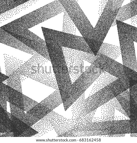 Vector Abstract Stippled Weird Hipster Seamless Pattern. Handmade Tileable Geometric Dotted Grunge White and Black Solid Simple Background. Bizarre Art Illustration