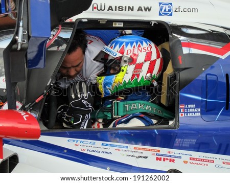 SPA-FRANCORCHAMPS, BELGIUM - MAY 1: Austrian race car driver Alex Wurz (Toyota TS 040 - Hybrid) during round 2 of the FIA World Endurance Championship on May 1, 2014 in Spa-Francorchamps, Belgium.
