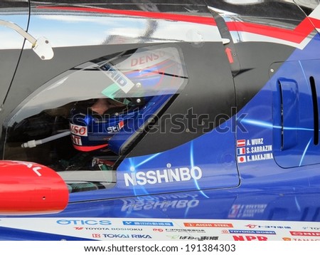 SPA-FRANCORCHAMPS, BELGIUM - MAY 1: French race car driver Stephane Sarrazin (Toyota TS 040 hybrid) during round 2 of the FIA World Endurance Championship on May 1, 2014 in Spa-Francorchamps, Belgium.