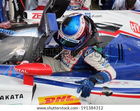 SPA-FRANCORCHAMPS, BELGIUM - MAY 1: French race car driver Stephane Sarrazin (Toyota TS 040 hybrid) during round 2 of the FIA World Endurance Championship on May 1, 2014 in Spa-Francorchamps, Belgium.