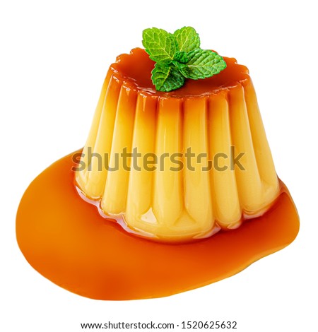 Similar – Image, Stock Photo Creme brulee with caramel crust. Burning sugar on burnt cream
