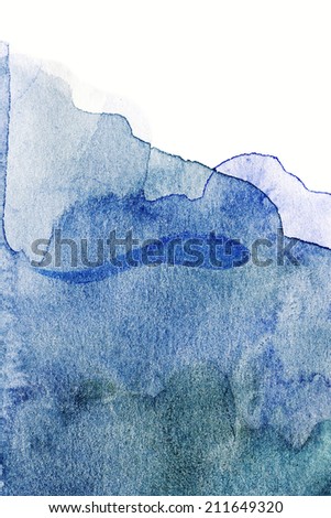 Abstract blue watercolor artistic Background wave shape. Hand drawn paper texture
