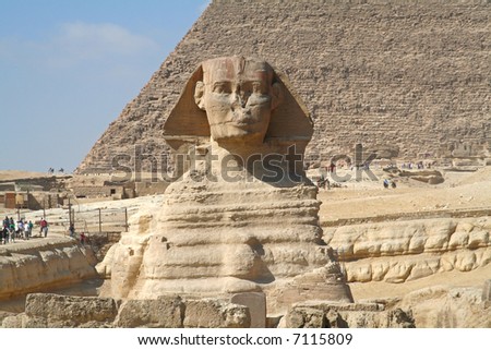The Ancient Sphinx at the Giza plateau in Cairo, Egypt.