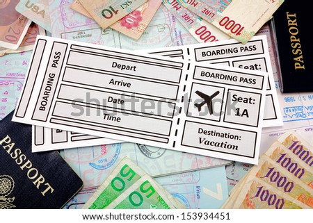 Airline tickets with foreign money and passports