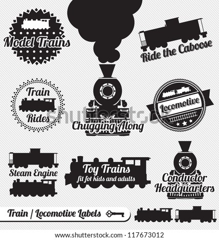 Vector Set: Train and Locomotive Labels and Icons