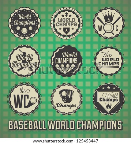 Vector Set: Baseball World Champions Labels and Icons