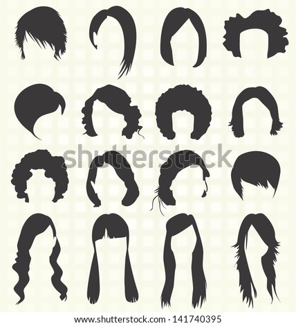 Vector Set: Woman's Hair Styles Silhouettes