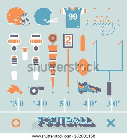 Vector Set: Football Equipment Icons and Symbols