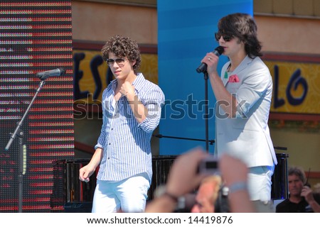 ORLANDO, FL - MARCH 28; Jonas Brothers performing on the Ellen Show at Universal Studios CityWalk. March 28, 2008