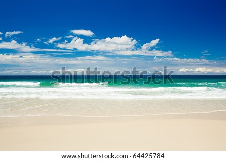 Tropical beach on sandy Gold Coast beach in Australia