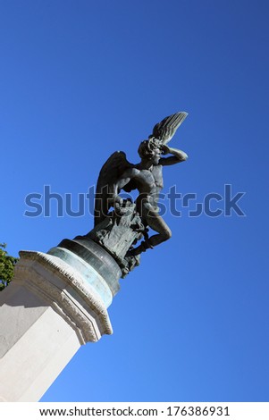 The Fountain of the Fallen Angel, or Monument of the Fallen Angel is in the Retiro Park, in Madrid (Spain). The sculpture was made in Rome by Ricardo Bellver in 1877