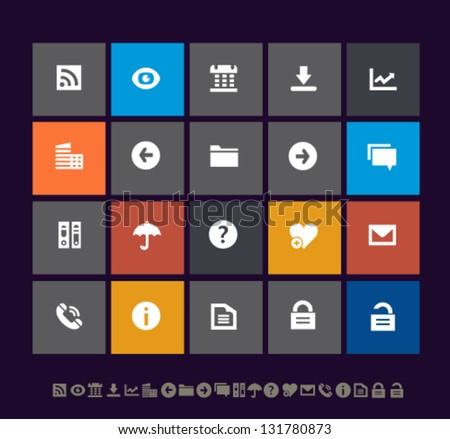 Modern metro office icons, set 1, for mobile devices and contemporary interfaces