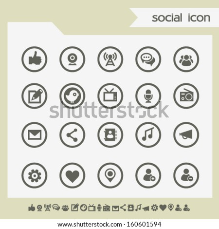 Modern flat design social network icons, on circles