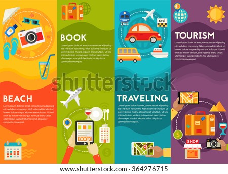 Traveling & Tourism Concepts - Sightseeing and Shopping, Searching and Booking, Holidays and Vacation On the Beach, Transportation