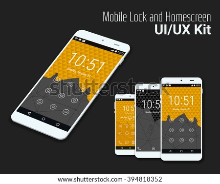 Lock screen mobile UI smartphone mock up