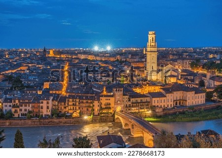 Foto Bild Verona bei Nacht adige