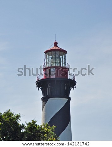 St Augustine Lighthouse and the lens that flashed a beacon to ships. The present lighthouse has replaced earlier lighthouses at the same site in St Augustine, Florida