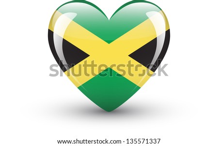 Heart-Shaped Icon With National Flag Of Jamaica Isolated On White ...