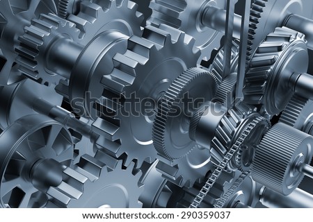 Gear metal wheels close-up. Industrial mechanism