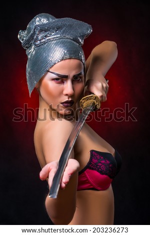Woman with samurai sword