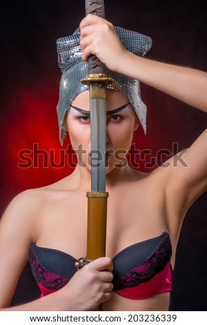 Woman with samurai sword