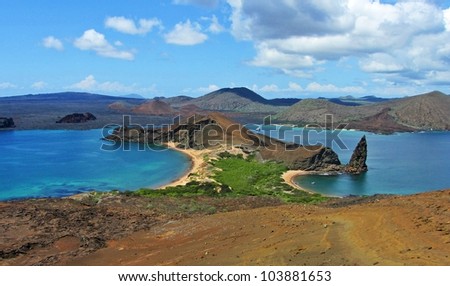 Pinnacle Rock, Island Of Bartolome, Galapagos Stock Photo 103881653 ...