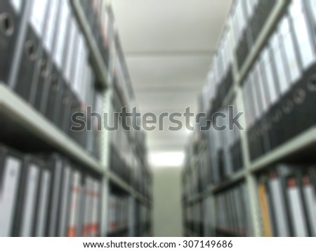 blur background :  File document on cabinet steel.