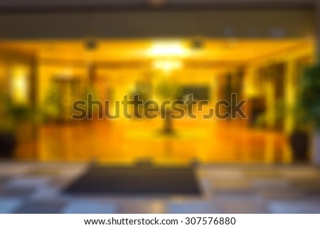 blur background :  Lobby for waiting in hotel in night.