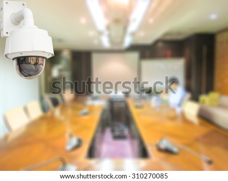 CCTV system security in meeting room office of company blur background.