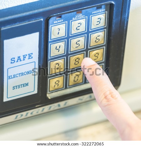 Finger press key digital open white safe cabinet for keep treasure.