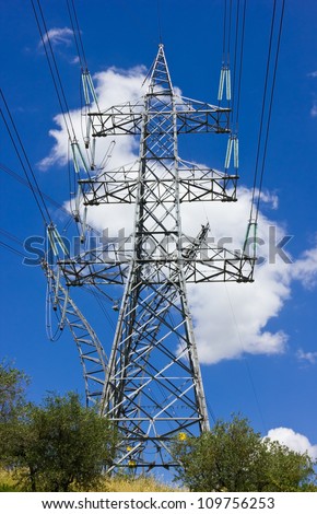 Long lines of power-line tower