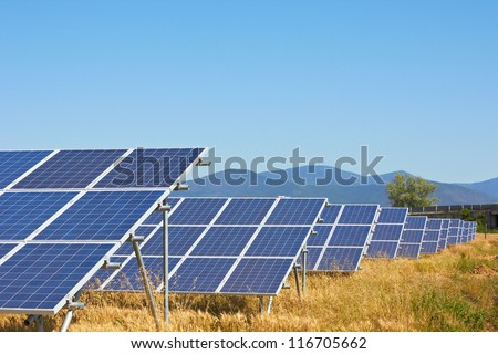 Similar – Image, Stock Photo Solar power station against the blue sky. Alternative energy concept