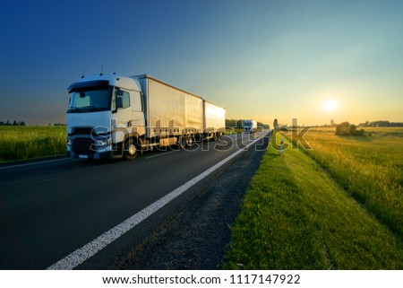 Similar – Image, Stock Photo a truck on a country street from above