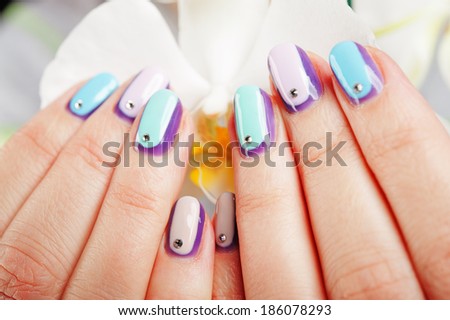 decorated nails / Nails decorated with lacquer hybrid