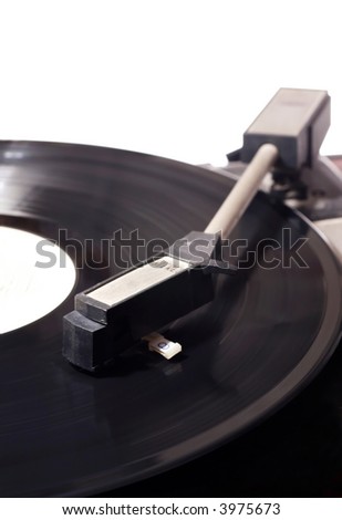Old vinyl player isolated on white