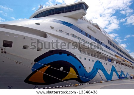Cruise ship anchored in a pier