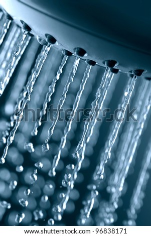 Shower with running water. Shallow DOF