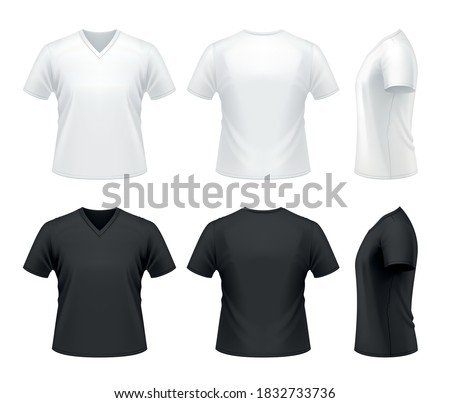 Vector mockup of men's V-neck tee shirt.