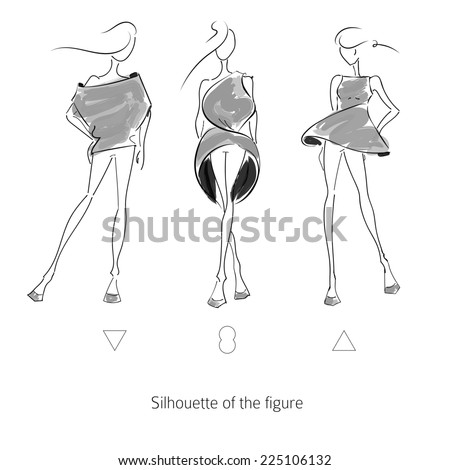 Fashion Model. Sketch Silhouette Figure. Vector Draw Model. Vector ...