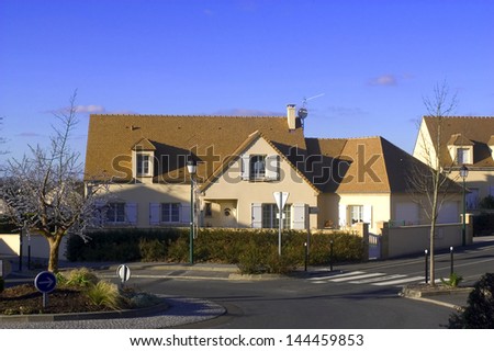 New real estate in France in the Paris region. Houses in an allotment which has just been finished.