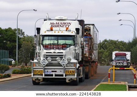 LEONORA, AUSTRALIA - MAY 8: LEONORA, AUSTRALIA - MAY 8: huge truck through the town of Leonora in western Australia,  may 8, 2007.