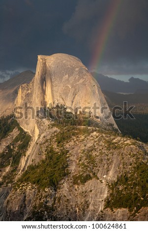 Half Dome, Yosemite, taken from Glacier Point with a Rainbow