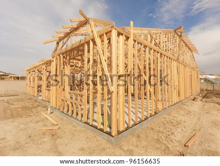 New Construction Wood Home Framing Abstract.